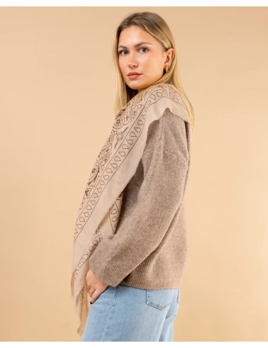 Pull col rond laine