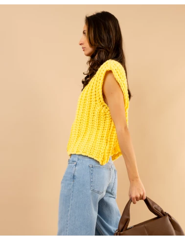 Gilet maille boutons