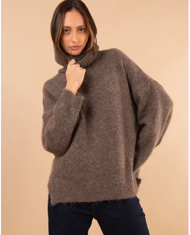 Pull col roulé laine