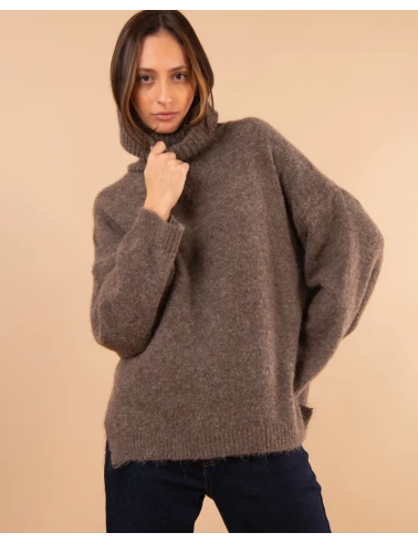 Pull col roulé laine