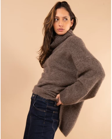 Pull col roulé laine