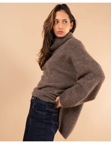 Pull col roulé laine