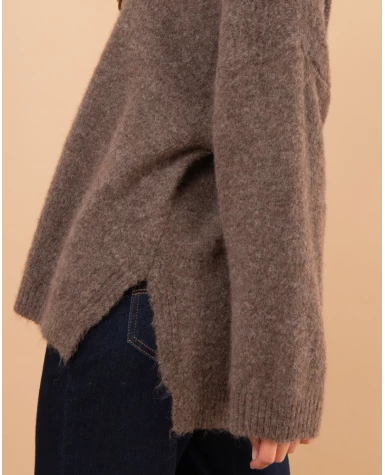 Pull col roulé laine