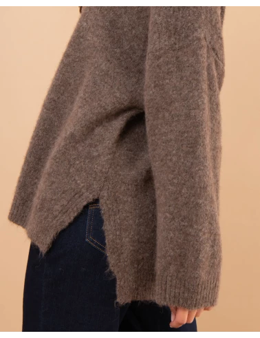 Pull col roulé laine