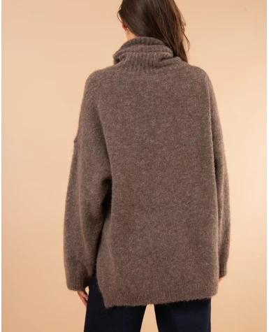 Pull col roulé laine