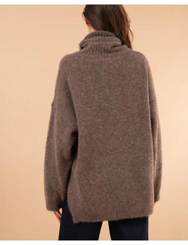 Pull col roulé laine