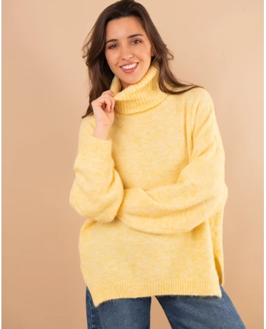 Pull col roulé laine