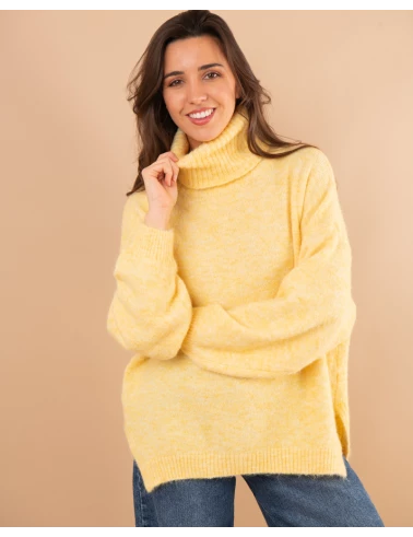 Pull col roulé laine