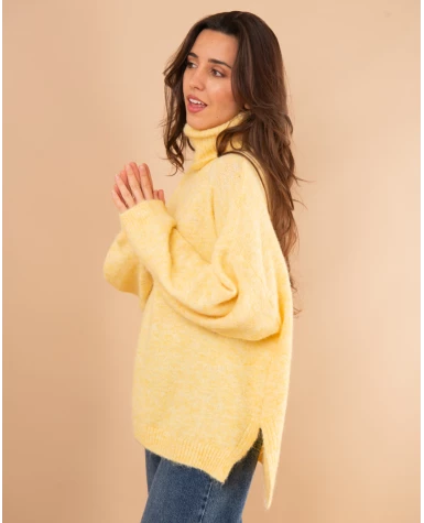 Pull col roulé laine