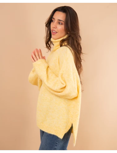 Pull col roulé laine