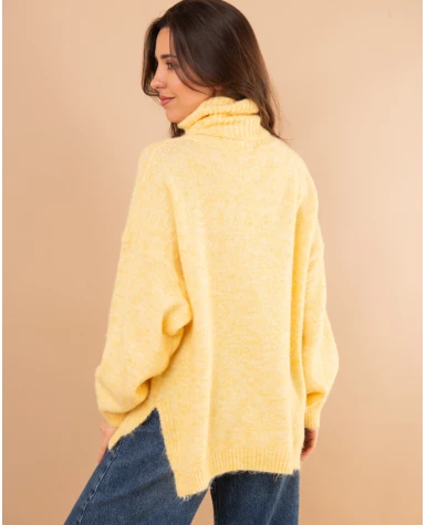 Pull col roulé laine