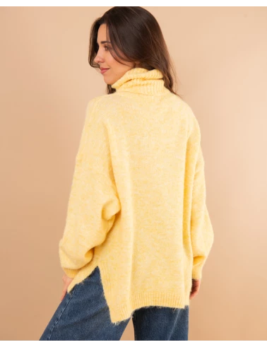 Pull col roulé laine