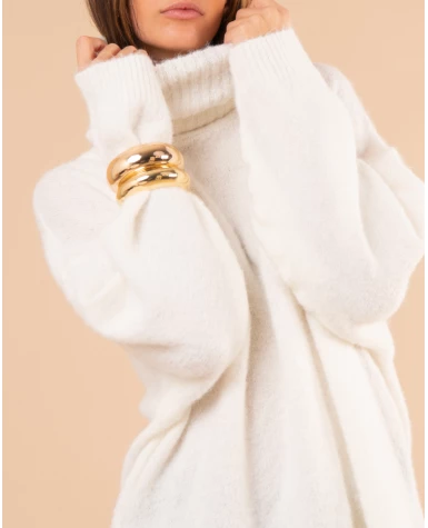 Pull col roulé laine
