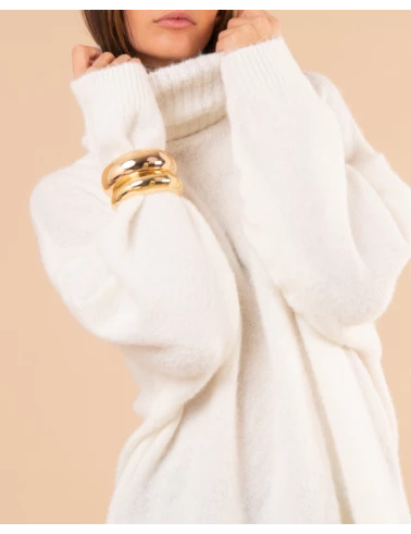 Pull col roulé laine