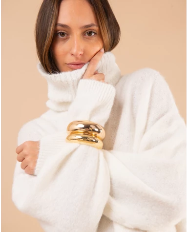 Pull col roulé laine