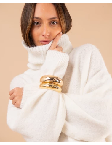 Pull col roulé laine