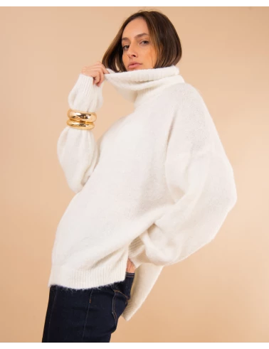 Pull col roulé laine