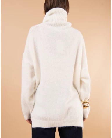 Pull col roulé laine