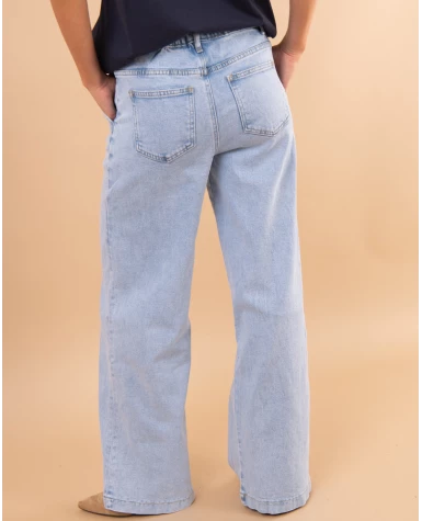 Jean bleu large lacet