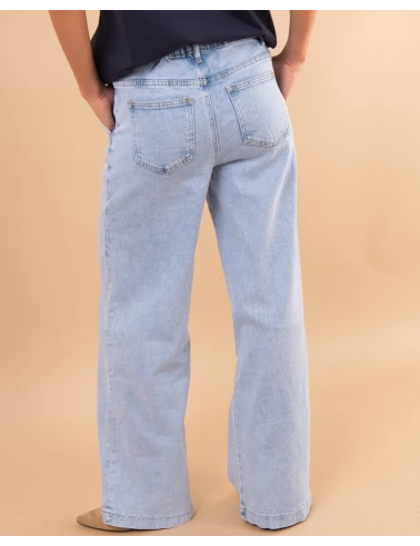Jean bleu large lacet