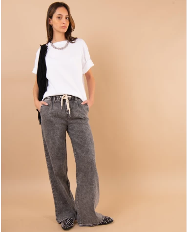 Jean gris large lacet