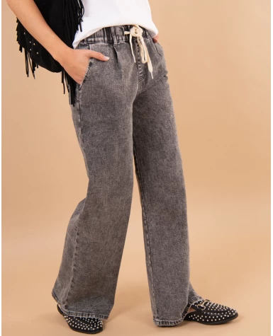 Jean gris large lacet