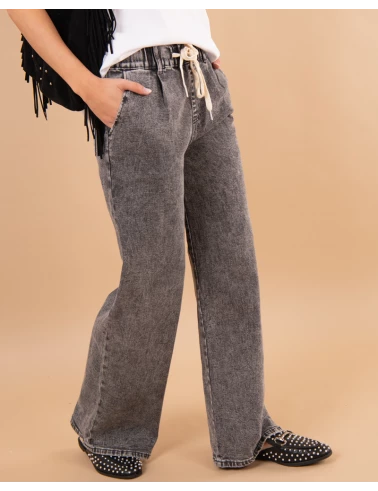 Jean gris large lacet