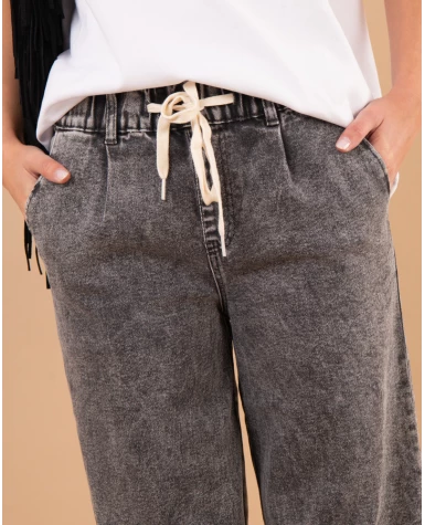 Jean gris large lacet
