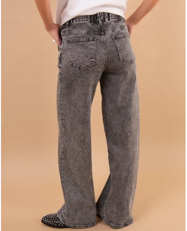 Jean gris large lacet