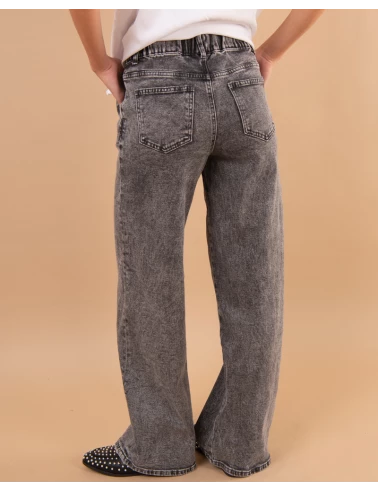 Jean gris large lacet
