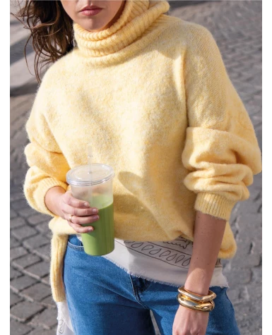 Pull col roulé laine