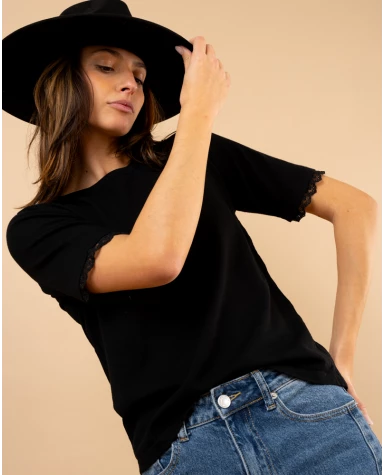 T-shirt maille dentelle