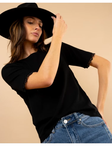 T-shirt maille dentelle
