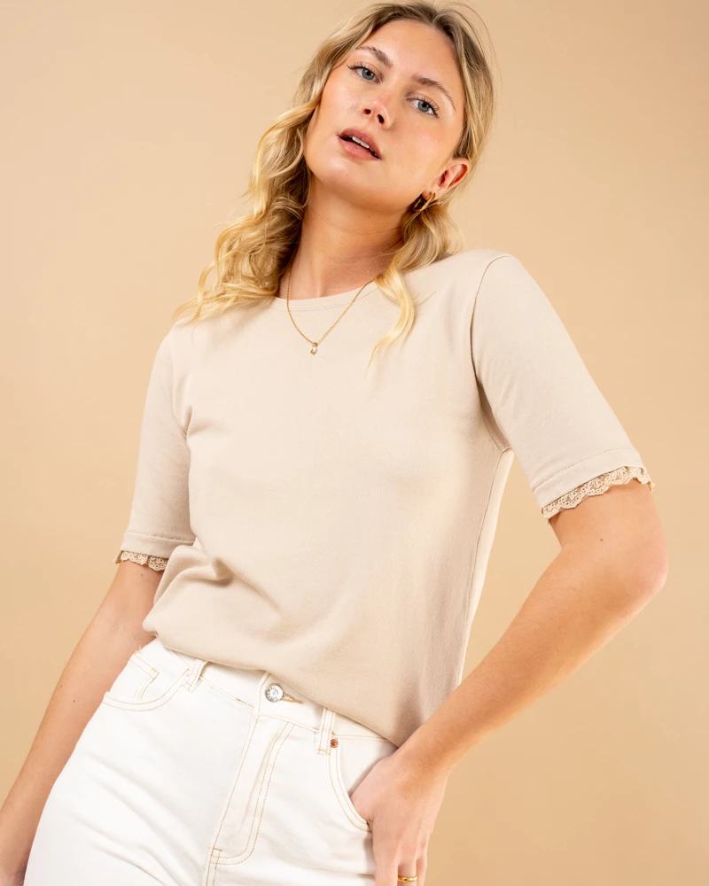 T-shirt maille dentelle
