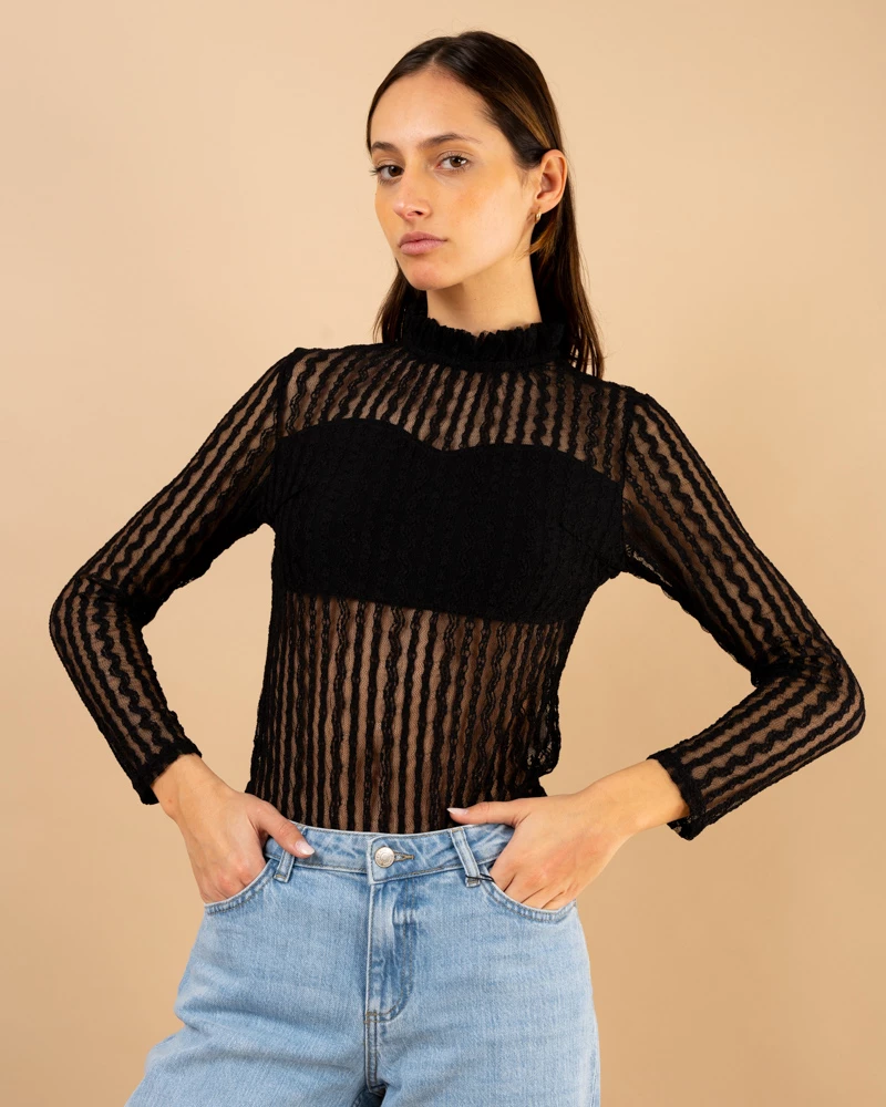 Body dentelle manches longues