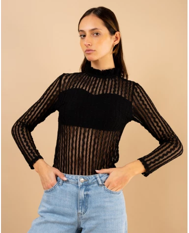 Body dentelle manches longues