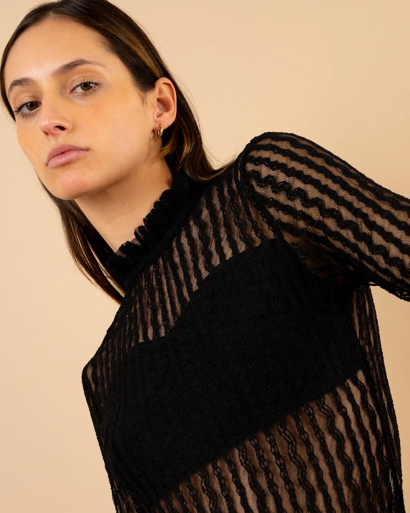 Body dentelle manches longues