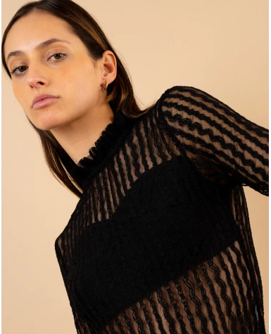 Body dentelle manches longues