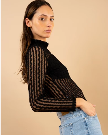 Body dentelle manches longues