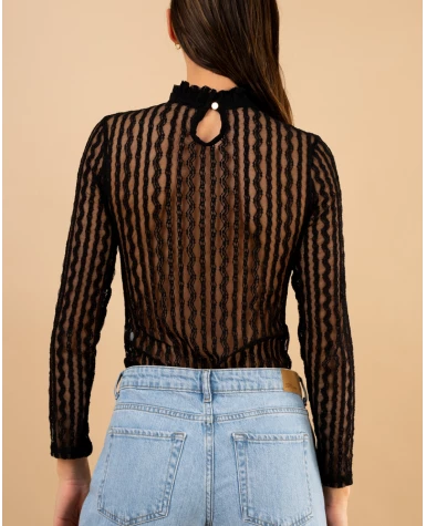 Body dentelle manches longues