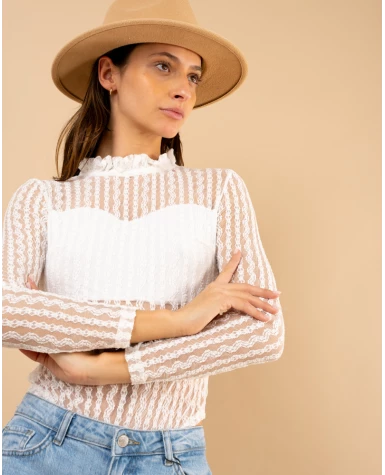 Body dentelle manches longues