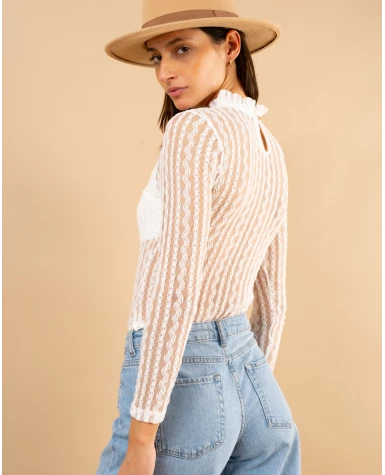 Body dentelle manches longues