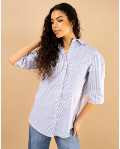 Chemise rayée strass