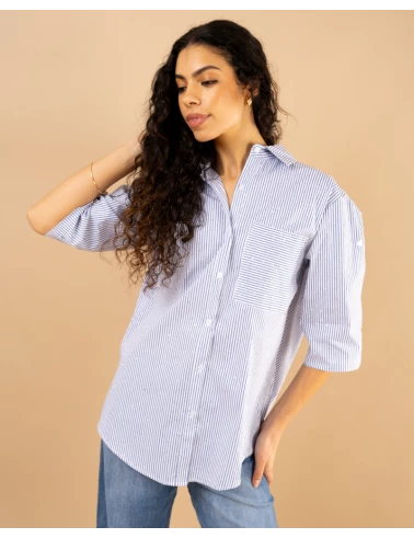 Chemise rayée strass