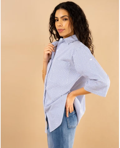 Chemise rayée strass