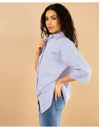 Chemise rayée strass