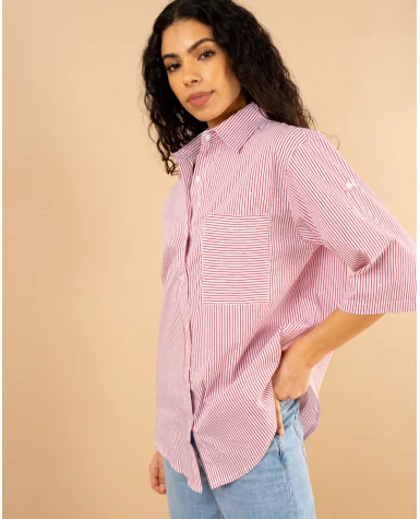 Chemise rayée strass