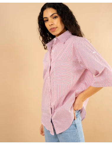 Chemise rayée strass