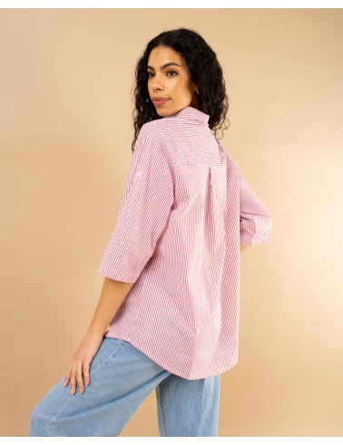 Chemise rayée strass