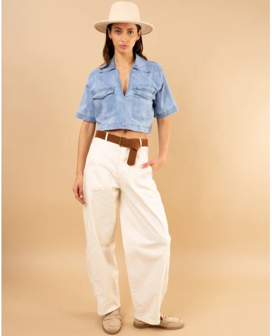 Chemise crop poches
